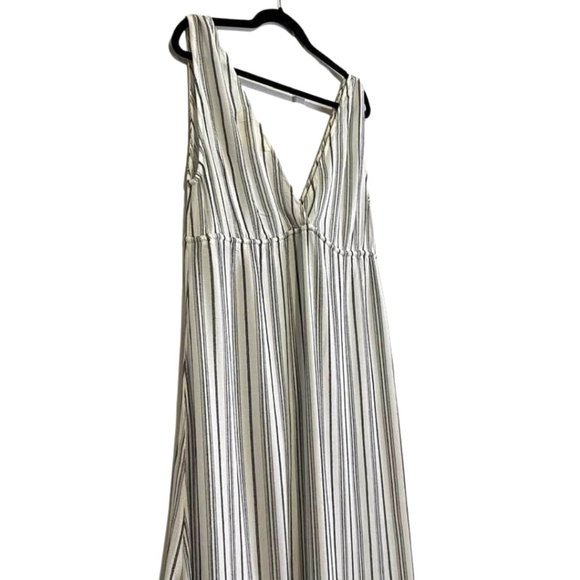 Saltwater Luxe Button Tie Striped Midi High Low Ruffle Hem Dress - Picture 9 of 16